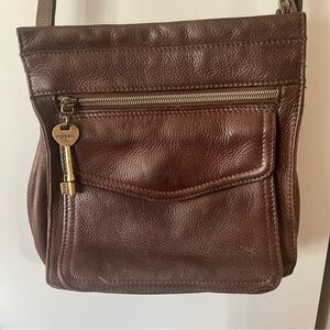 Fossil Brown Leather Messenger Bag